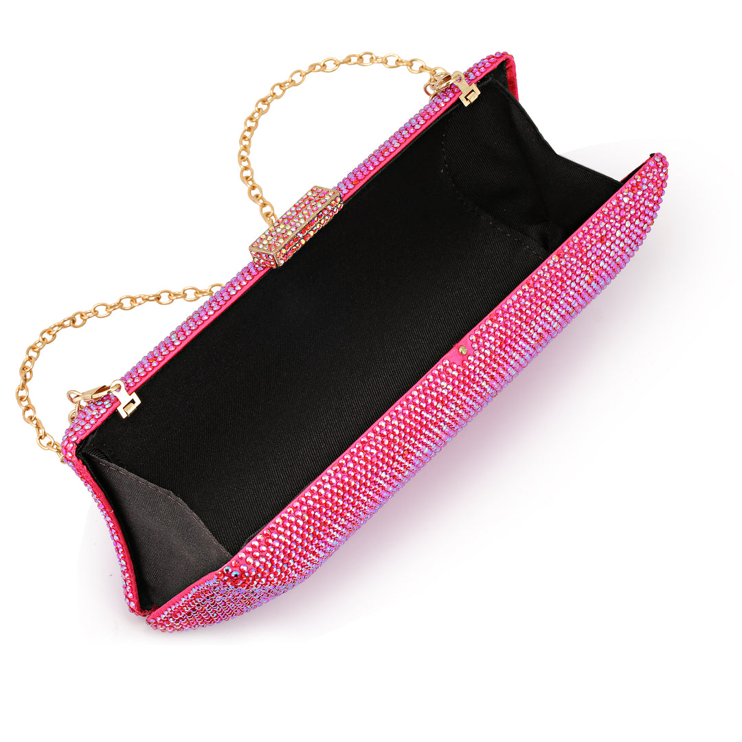 Luna Premium Pink Crystal Statement Clutch