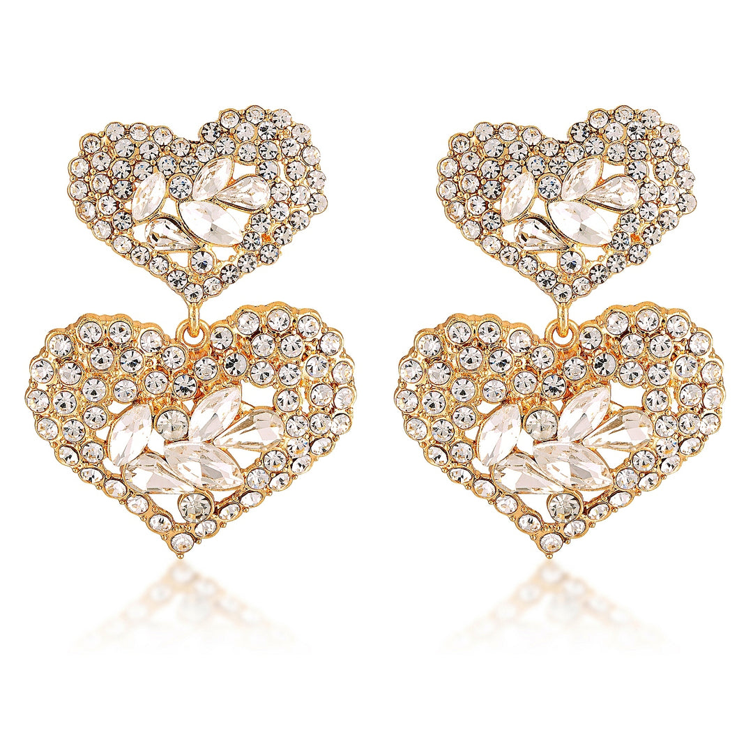Harlow White Heart Crystal Statement Earrings