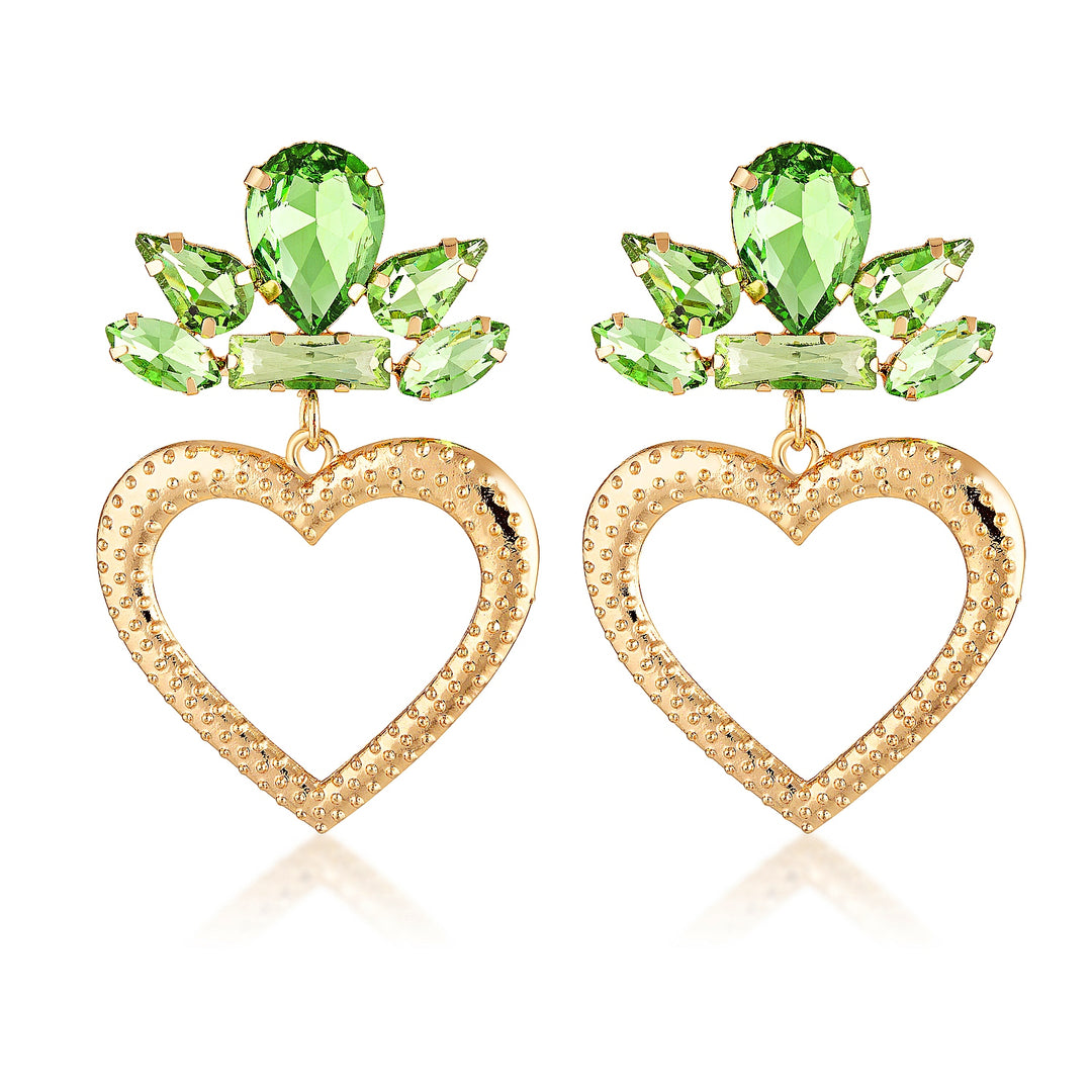 Brielle Green Heart Crystal Earrings