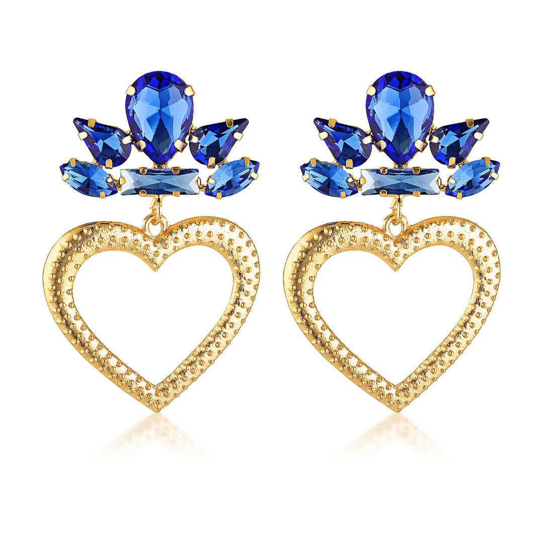 Brielle Blue Heart Crystal Earrings