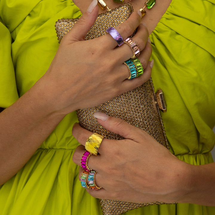 Azure Pink Crystal Statement Ring