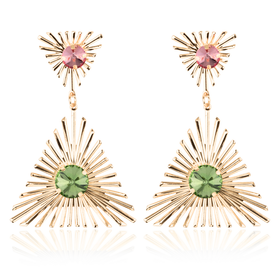 Celeste Multicoloured Crystal Gold Statement Earrings