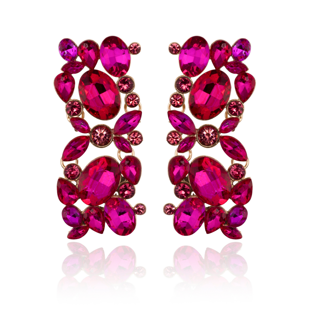 Harper Fuchsia Pink Crystal Statement Earrings